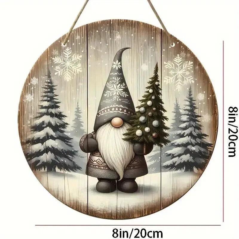 Rustikales Holz-Gnom-Weihnachtsschild – Festlicher Tür- und Wandhänger im Vintag - BTSCreativ