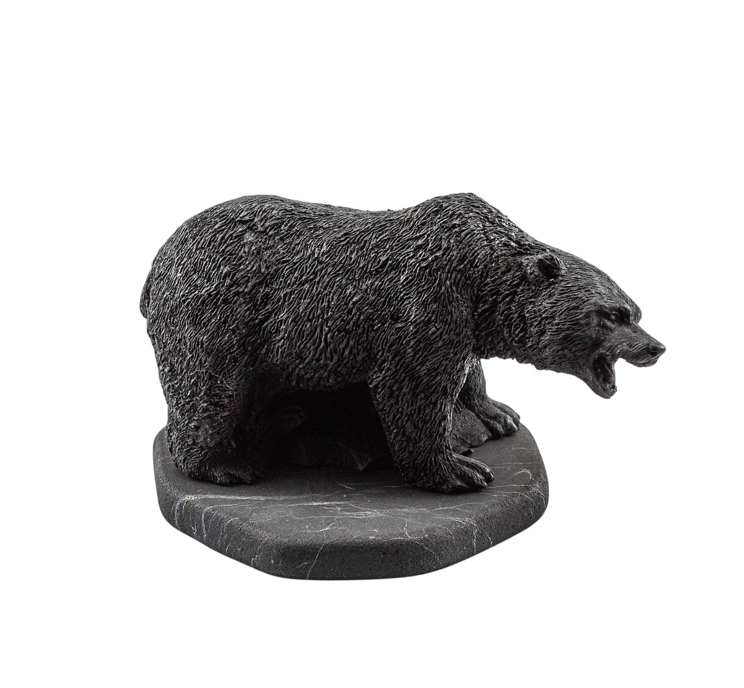 Grizzlybär Figur aus Schungit – handgefertigte Schutz- und Energiefigur