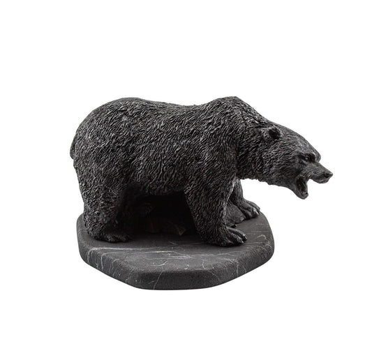 Grizzlybär Figur aus Schungit – handgefertigte Schutz- und Energiefigur
