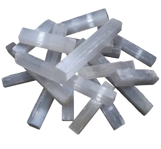 Selenitstäbe – 4er-Set (5–7,5 cm) – Naturbelassen & Handgefertigt