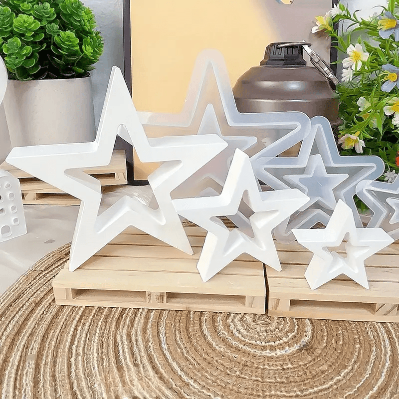 3D-Stern-Silikonharz-Gießformen – Set mit 3 Hohlstern-Designs - BTSCreativ