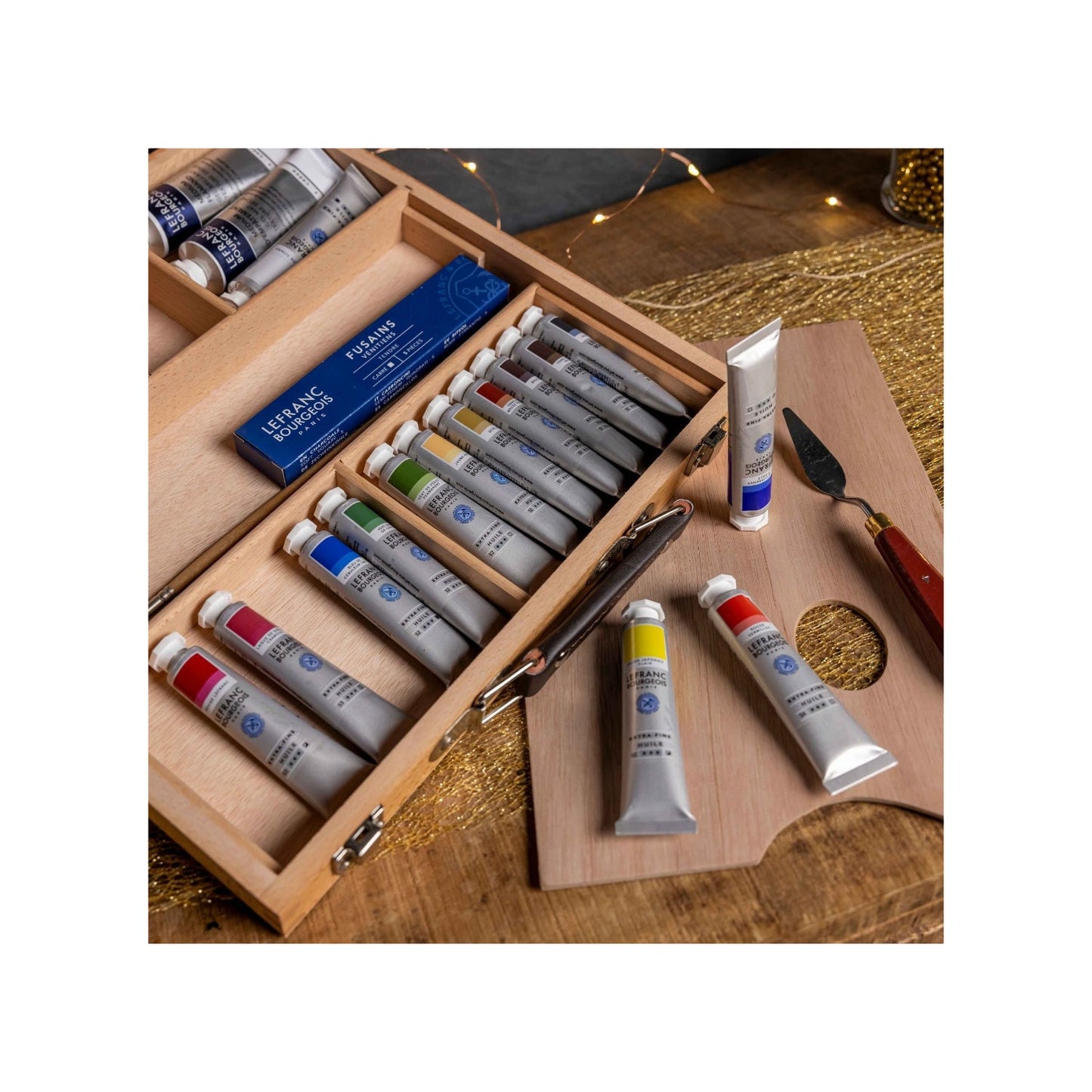 LEFRANC BOURGEOIS  Geschenk-Box im Holzkoffer - exklusives Künstler Ölmal-Set