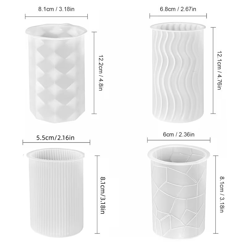 4-teiliges Silikonform-Set für Zylinderkerzen – 3D Kerzen- & Seifenformen für DIY-Projekte - 4-teiliges Silikonform-Set für Zylinderkerzen – 3D Kerzen- & Seifenformen für DIY-Projekte - BTSCreativ