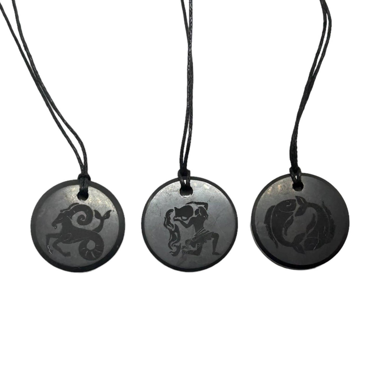 Schungit-Anhänger Halskette mit Tierkreiszeichen (30 mm) - Schungit-Anhänger Halskette mit Tierkreiszeichen (30 mm) - BTSCreativ