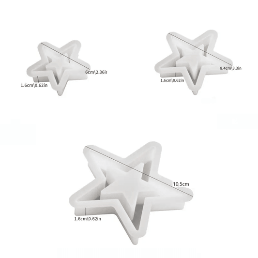 3D-Stern-Silikonharz-Gießformen – Set mit 3 Hohlstern-Designs (Kleines Design) - BTSCreativ