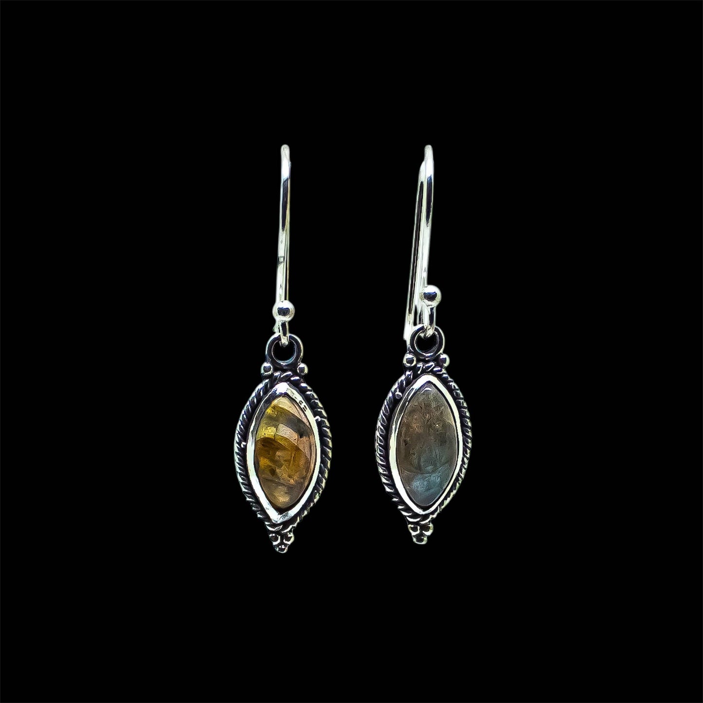 Handgefertigte Ohrringe mit Edelstein – Messing mit 925er Silber-Beschichtung, verschiedene Varianten