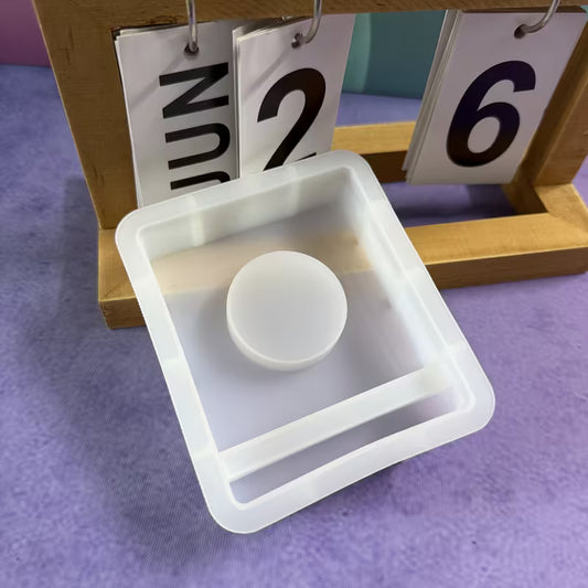 Silikon-Gießform Base mit Teelichtplatz – Rechteckige Halterung für Gips- & Resin-Ornamente - Silikon-Gießform Base mit Teelichtplatz – Rechteckige Halterung für Gips- & Resin-Ornamente - BTSCreativ