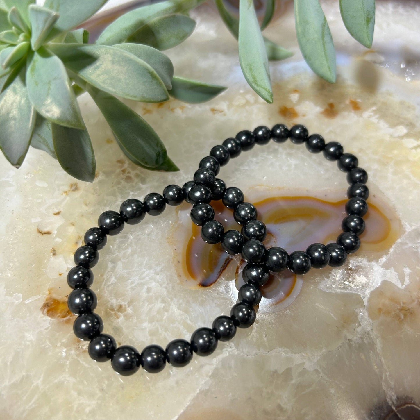 Shungit-Armband – Natürliche Perlen 8 mm oder 10 mm (Unisex) - Shungit-Armband – Natürliche Perlen 8 mm oder 10 mm (Unisex) - BTSCreativ