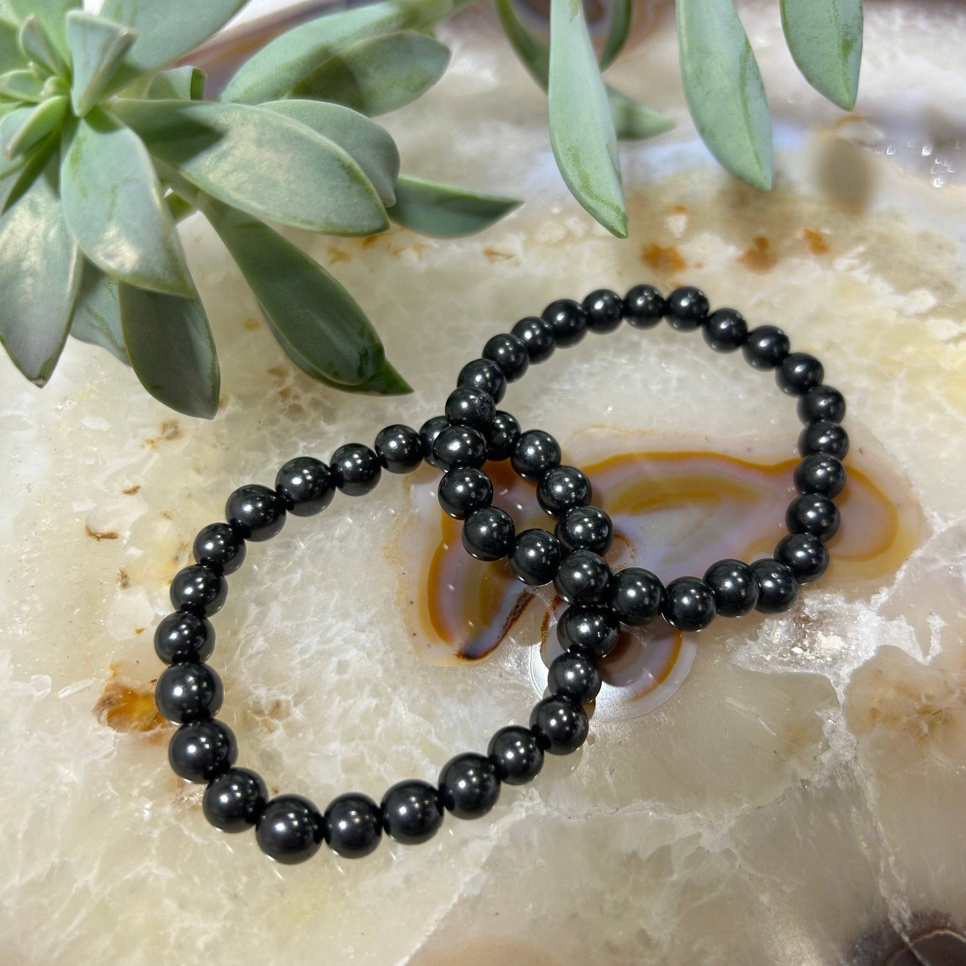 Shungit-Armband – Natürliche Perlen 8 mm oder 10 mm (Unisex) - Shungit-Armband – Natürliche Perlen 8 mm oder 10 mm (Unisex) - BTSCreativ