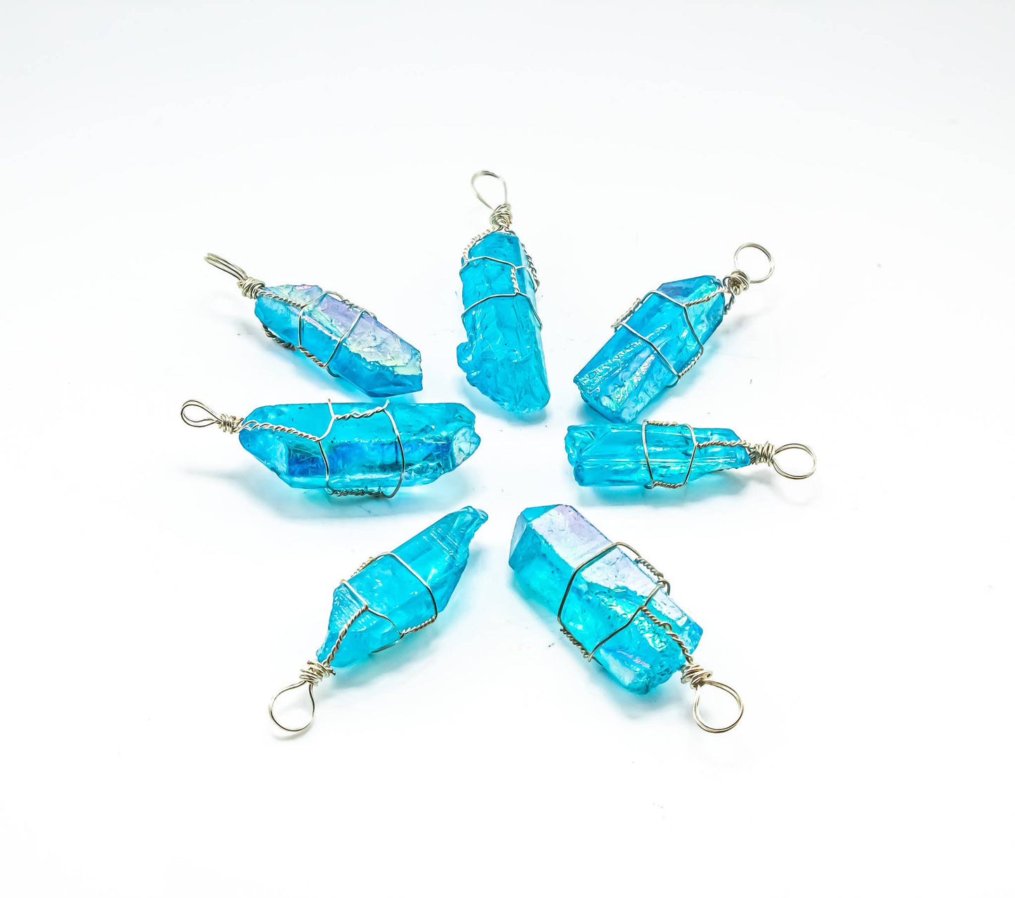 Regenbogen-Aura Lemurian Quarz Anhänger – Handgefertigtes Einzelstück