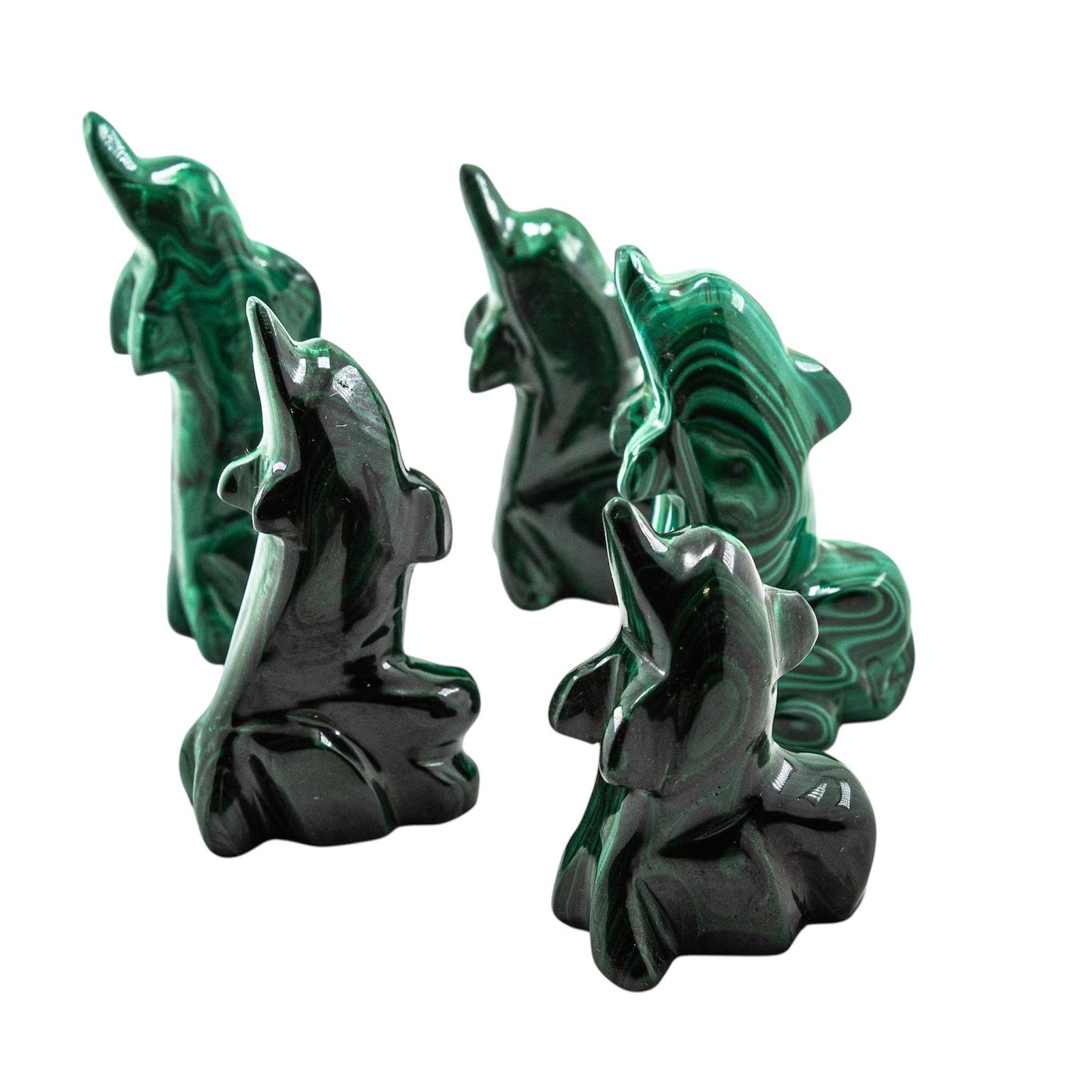 Malachit Delfin Figur – Handgeschnitztes Einzelstück