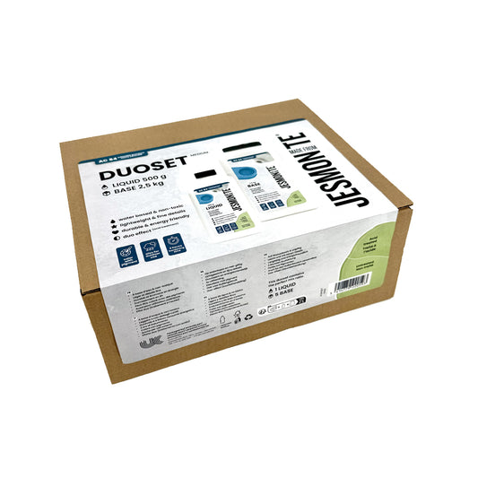 Jesmonite AC84 DuoSet (Medium) – Schnelltrocknend & Wetterfest – 500 ml Liquid + 2.500 g Base
