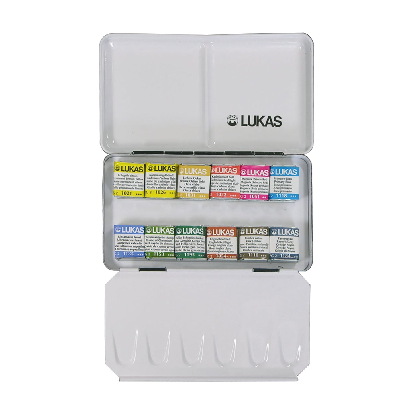 LUKAS Aquarell 1862 Set Metallkasten (12 halbe Näpfchen)