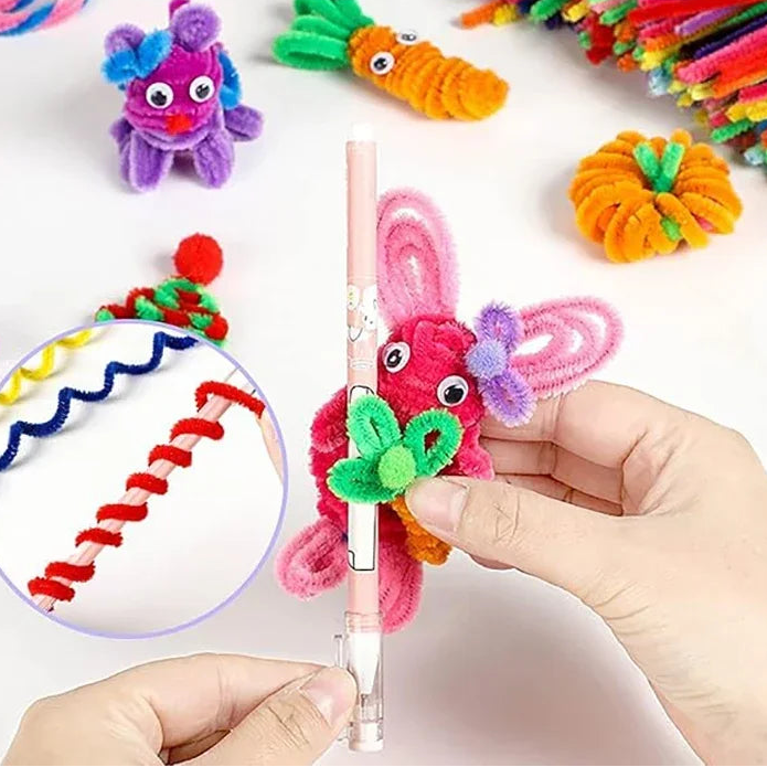 Bunte Pfeifenreiniger / Chenille Basteldrähte – Set für kreative DIY-Projekte (30cm)