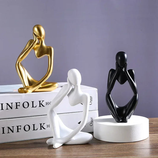 Abstrakte Figur „The Thinker“ – Deko-Skulptur im Nordic-Style (schwarz, weiß oder gold)