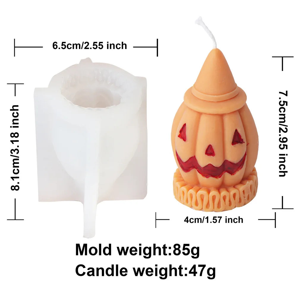 Halloween Silikonform – Gestapelte Kürbis-Kerze & Schädel-Design