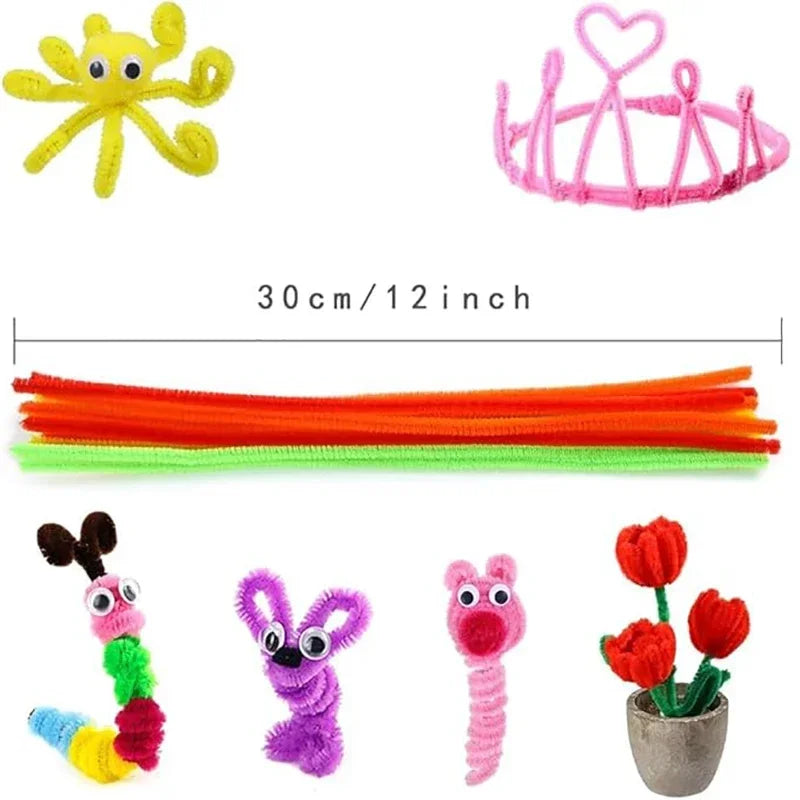Bunte Pfeifenreiniger / Chenille Basteldrähte – Set für kreative DIY-Projekte (30cm)
