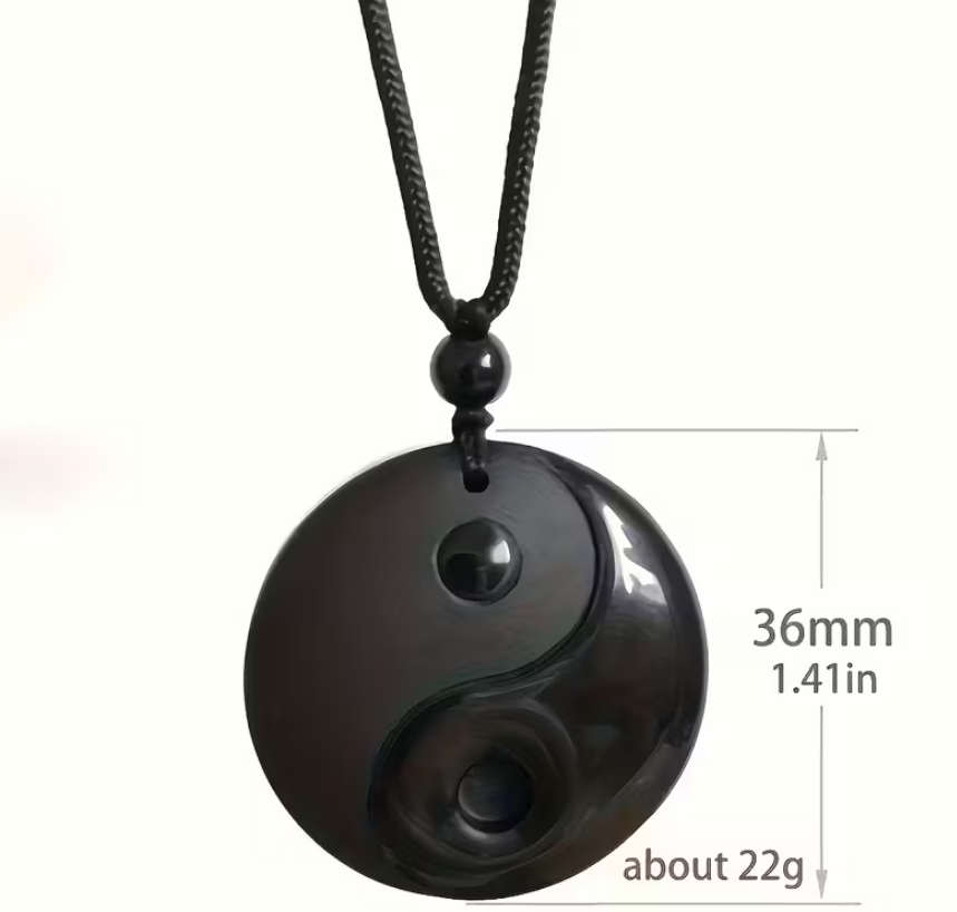 Schwarzer Obsidian Yin-Yang Anhänger – Natürlicher Stein - Schwarzer Obsidian Yin-Yang Anhänger – Natürlicher Stein - BTSCreativ
