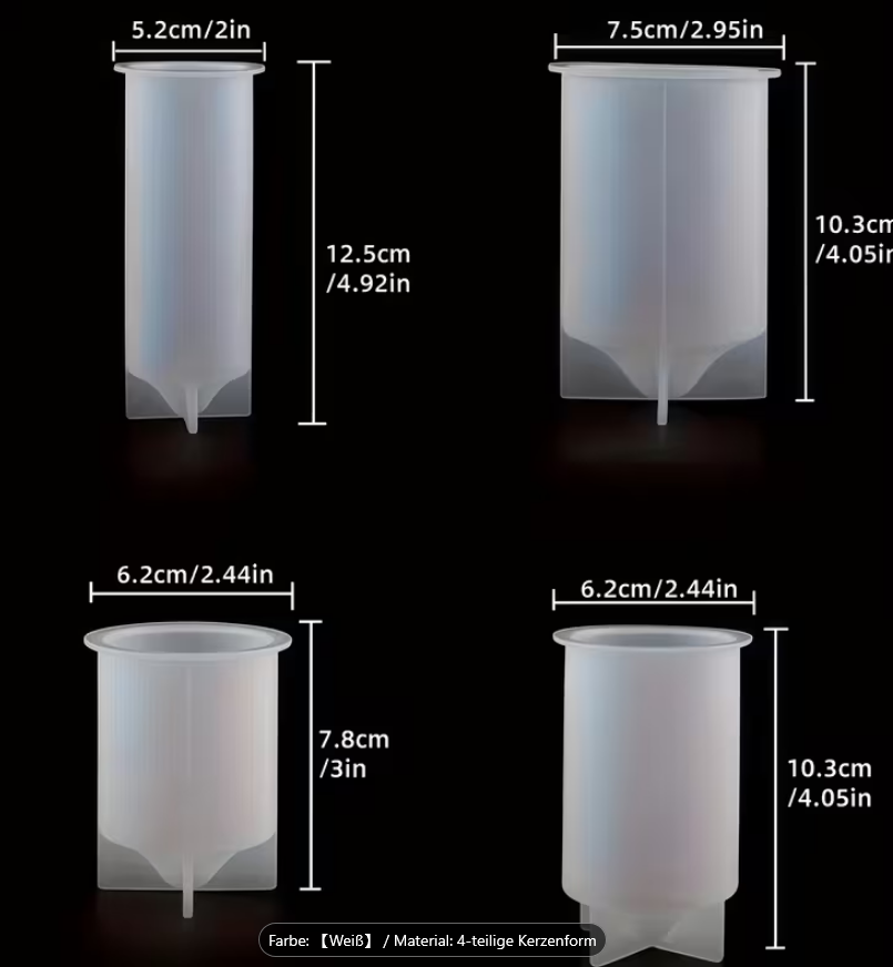 4er Set Silikon Kerzenformen für Säulenkerzen - 4er Set Silikon Kerzenformen für Säulenkerzen - BTSCreativ