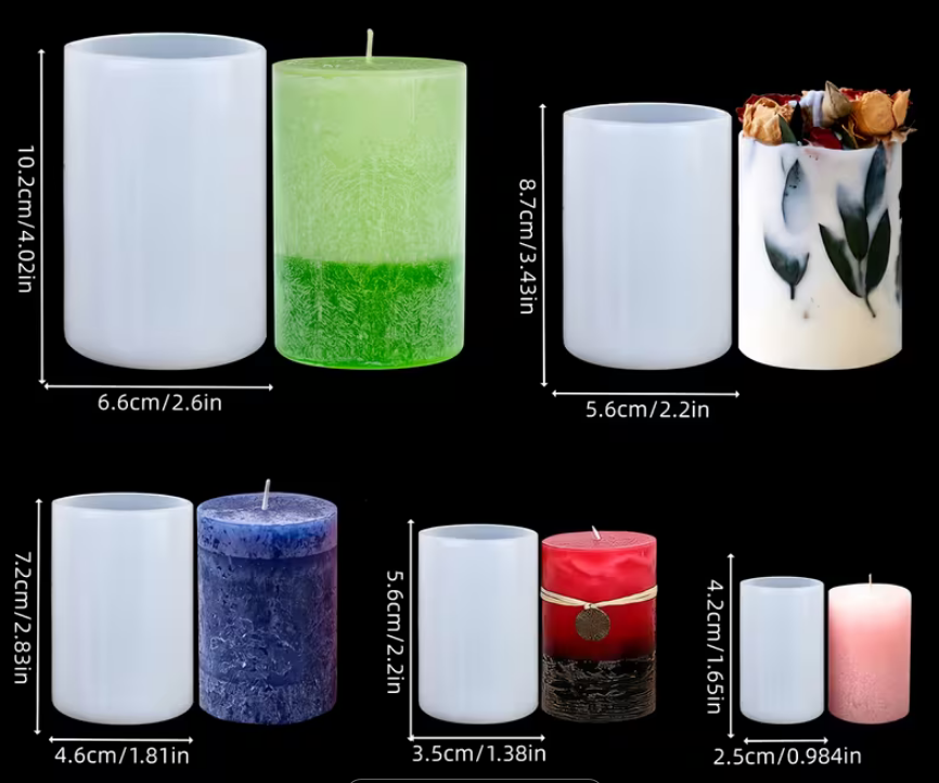 5 teiliges Zylinder Silikon Kerzenformen Set für Duft und Deko - 5 teiliges Zylinder Silikon Kerzenformen Set für Duft und Deko - BTSCreativ