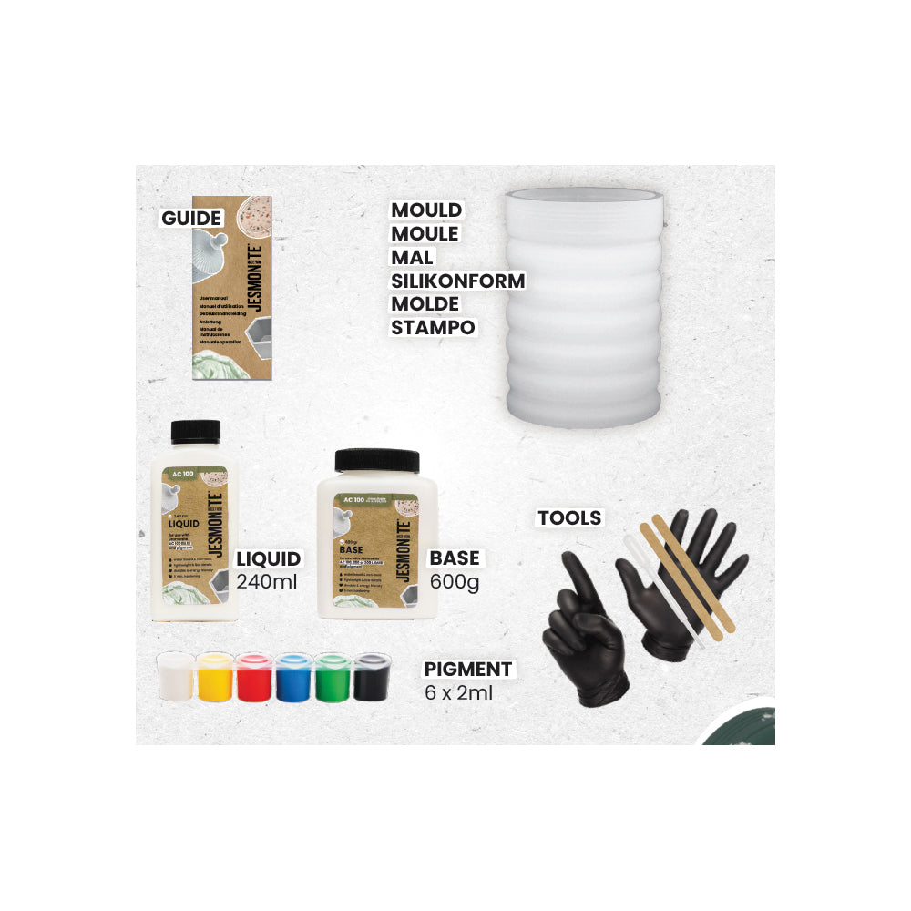 Jesmonite AC100 Kit Mini 4 Gestreifter Zylinder Komplettset