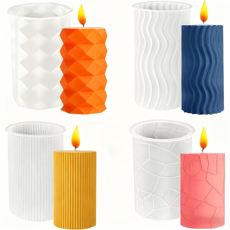 4-teiliges Silikonform-Set für Zylinderkerzen – 3D Kerzen- & Seifenformen für DIY-Projekte - 4-teiliges Silikonform-Set für Zylinderkerzen – 3D Kerzen- & Seifenformen für DIY-Projekte - BTSCreativ