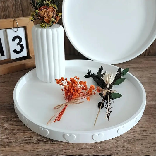 Große runde Silikonform mit Herzdekor – Für DIY-Schmuck, Seifen, Deko & Gießprojekte