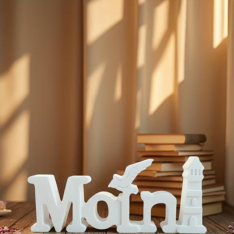 Silikon-Gießform „Moin“ – Maritimer Schriftzug mit Motiv (Möwe, Anker oder Leuchtturm)