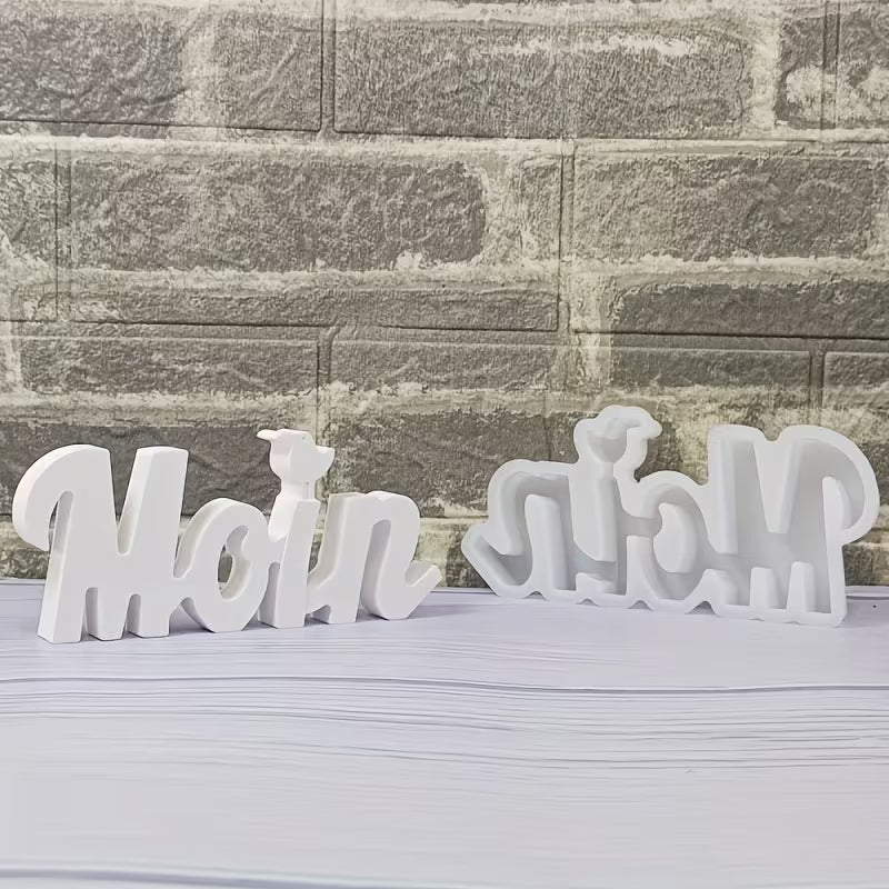 Silikon-Gießform „Moin“ – Maritimer Schriftzug mit Motiv (Möwe, Anker oder Leuchtturm)