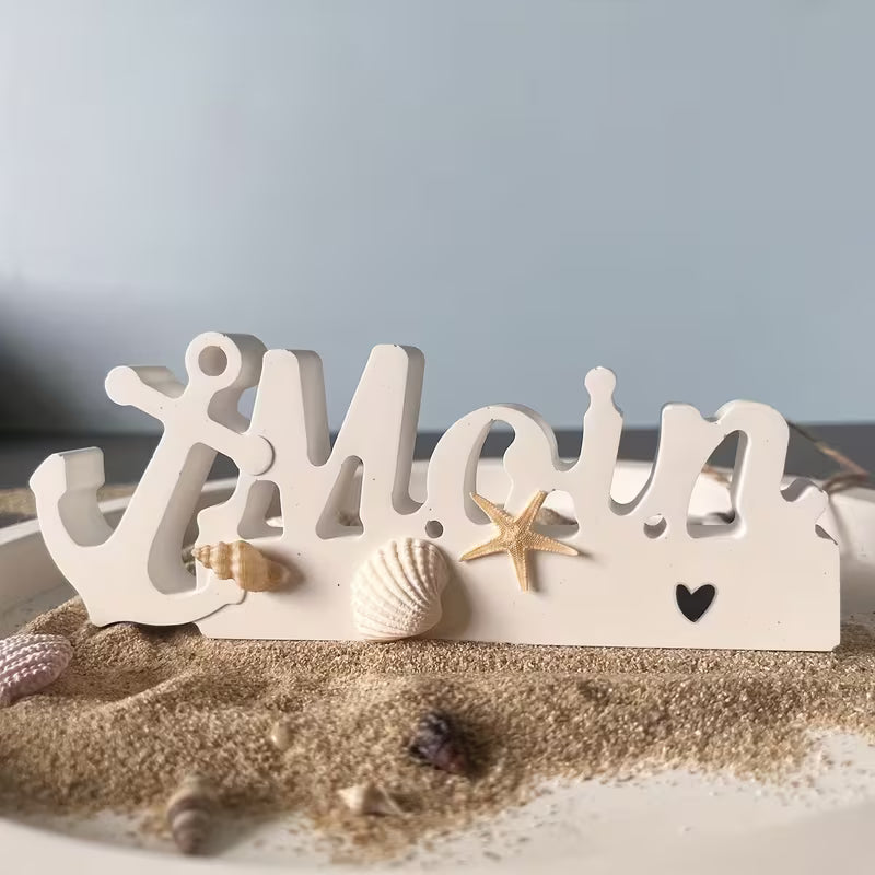 Silikon-Gießform „Moin“ – Maritimer Schriftzug mit Motiv (Möwe, Anker oder Leuchtturm)