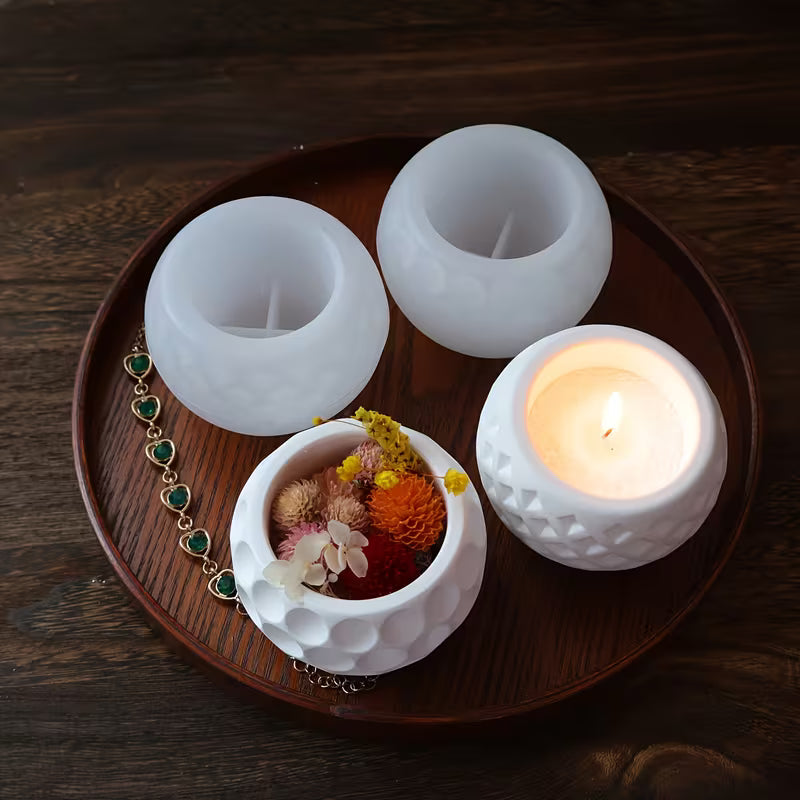 Runde Silikonformen im 2er-Set – Geometrische Kerzenhalter mit modernem Wabenmuster - Runde Silikonformen im 2er-Set – Geometrische Kerzenhalter mit modernem Wabenmuster - BTSCreativ