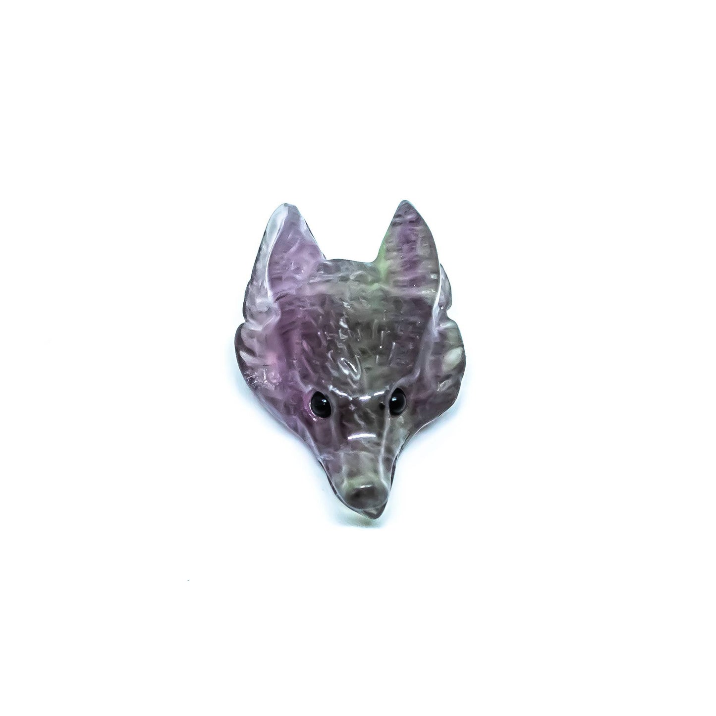 Fluorit Fuchskopf Anhänger – Handgeschnitzter Edelsteinanhänger