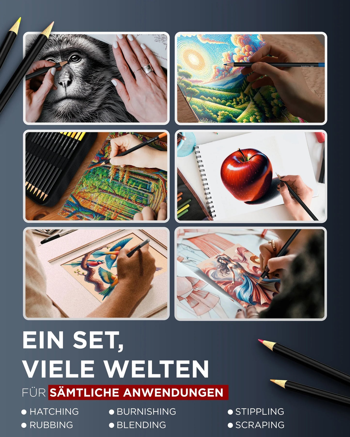 LIEBERGE Farbstifte in Profi-Nylon-Etui (72 Farben)