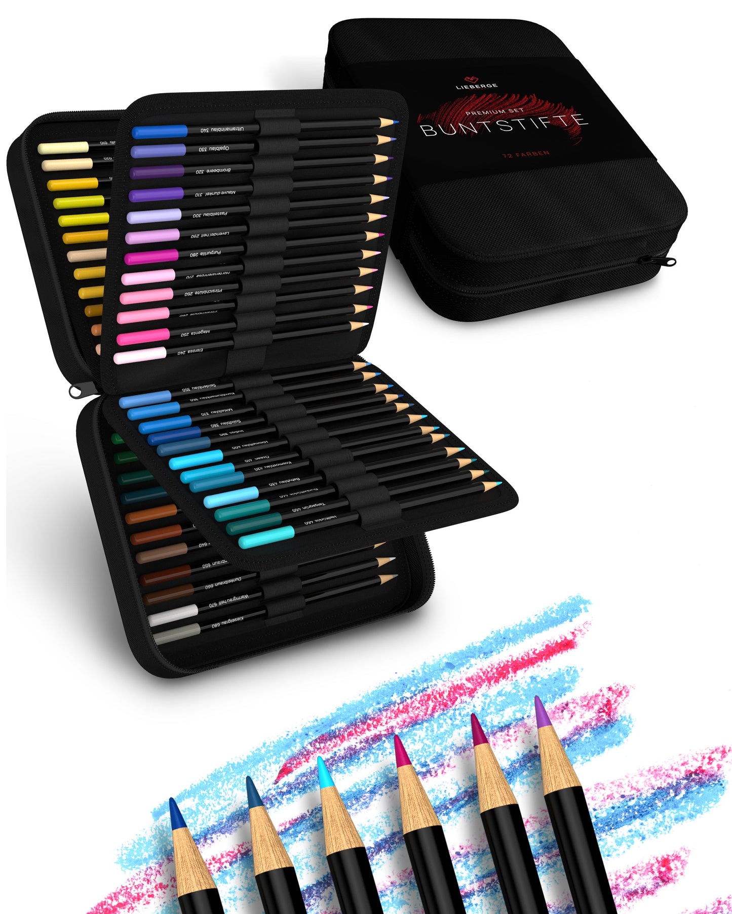 LIEBERGE Farbstifte in Profi-Nylon-Etui (72 Farben)